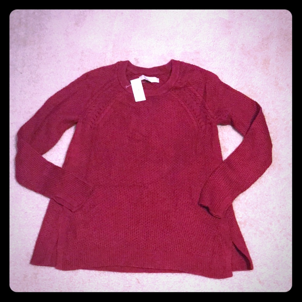 LOFT Deep Red Long Sleeve Sweater Size Small